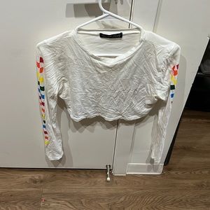 White racer sleeve crop